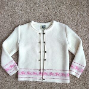 ♥️EUC♥️ VINTAGE STYLE CREAM COLORED CARDIGAN WITH PINK ACCENTS